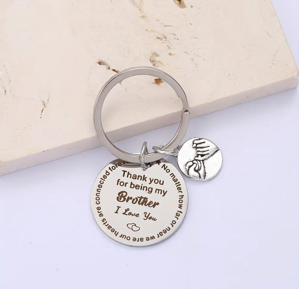 3/$25 No Matter How Far Or Near We Are Brother Stainless Steel Keychain NEW